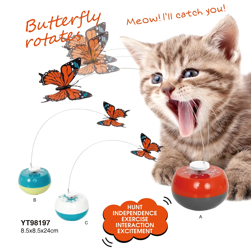 Flapping Butterfly Cat Toy with Replaceable Parts