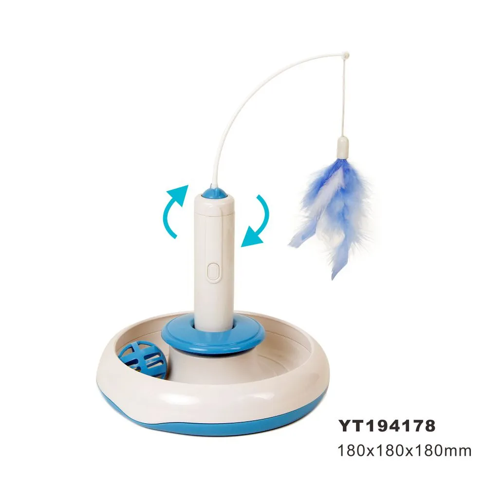 3 In 1 Electric Interactive Cat Feather Toy with Track Ball