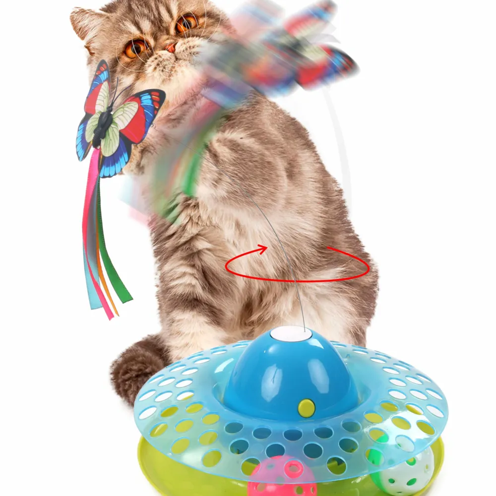 Electric Rotating Cat Toy With Butterfly