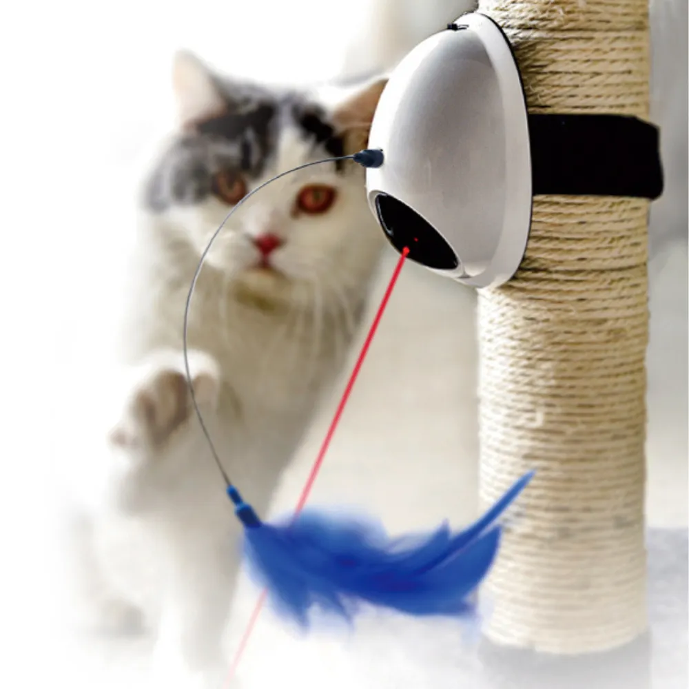 2 In 1 Laser and Rotating Feather Electric Cat Teaser Toy