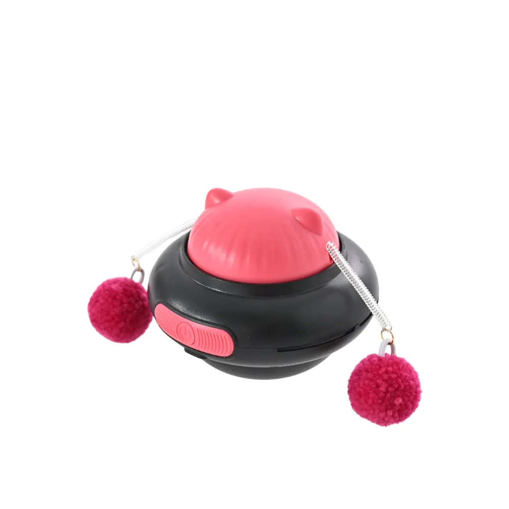 Rotating Cat Toy with Plush Balls and LED Light