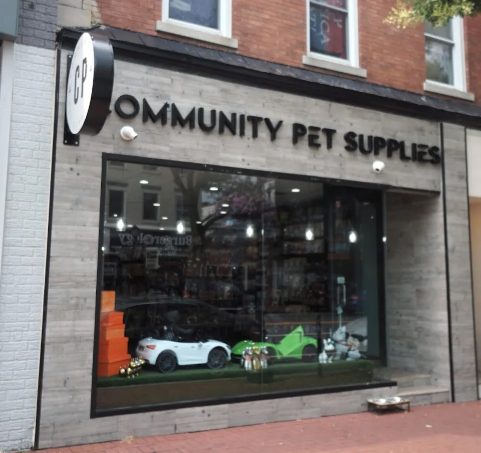 Community Pet Supplies storefront in Huntington Village, New York, US