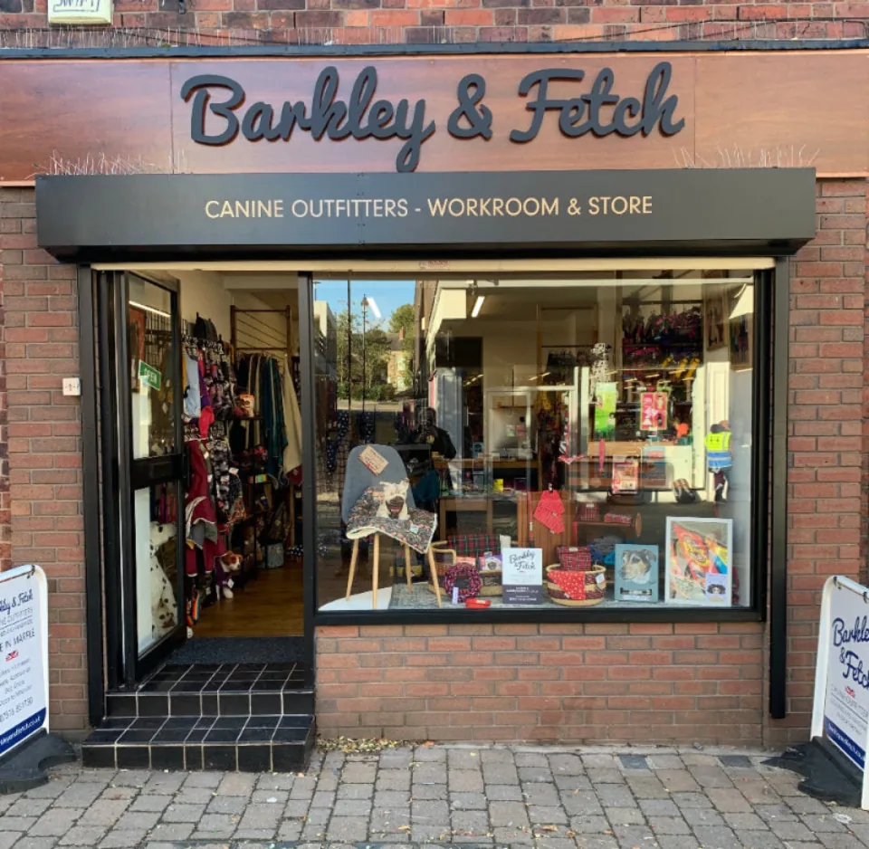 Barkley & Fetch storefront in Marple, England, UK
